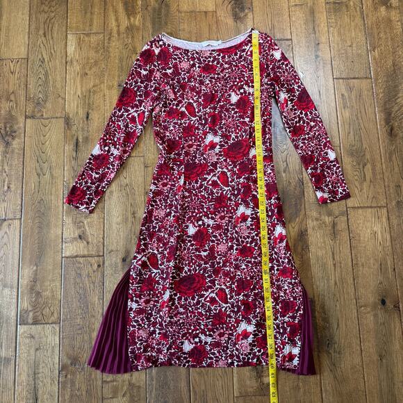 Tory Burch Ria Floral Butterfly Long Sleeve Shift Dress Side Hem Pleats Size S - Picture 3 of 5